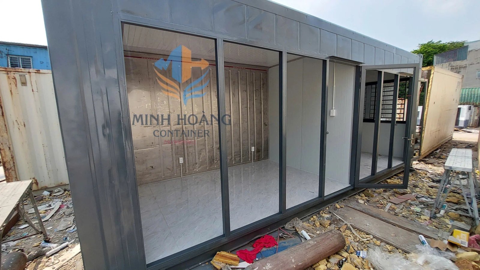 Container Văn Phòng Xám Chia 2 Phòng Kích Thước Theo Yêu Cầu Vỏ Lạnh
